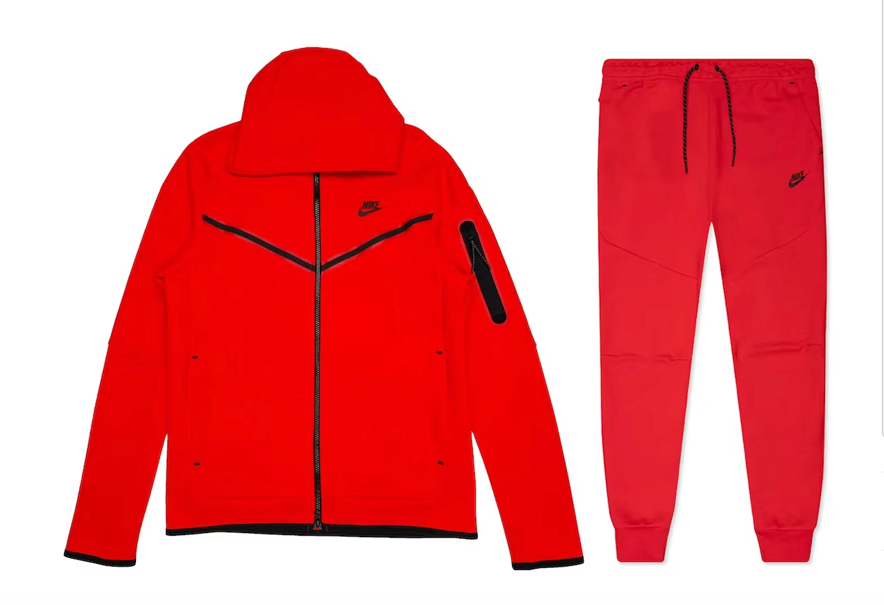 Nike Sportswear Tech Fleece Full Zip Hoodie & Joggers Set University Red