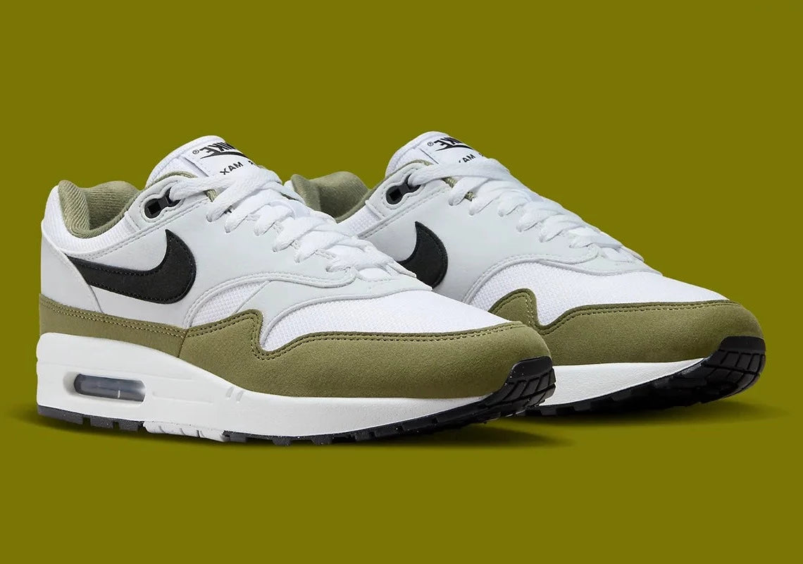 Nike Air Max 1 White Black Medium Olive