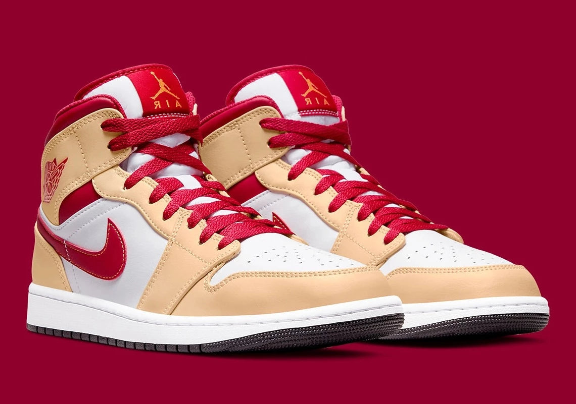 Jordan 1 Mid Light Cardinal Curry 