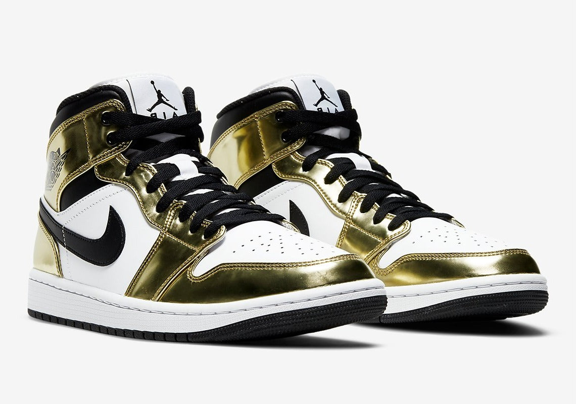 Air Jordan 1 Mid Metallic Gold Black White