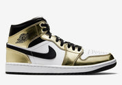 Air Jordan 1 Mid Metallic Gold Black White