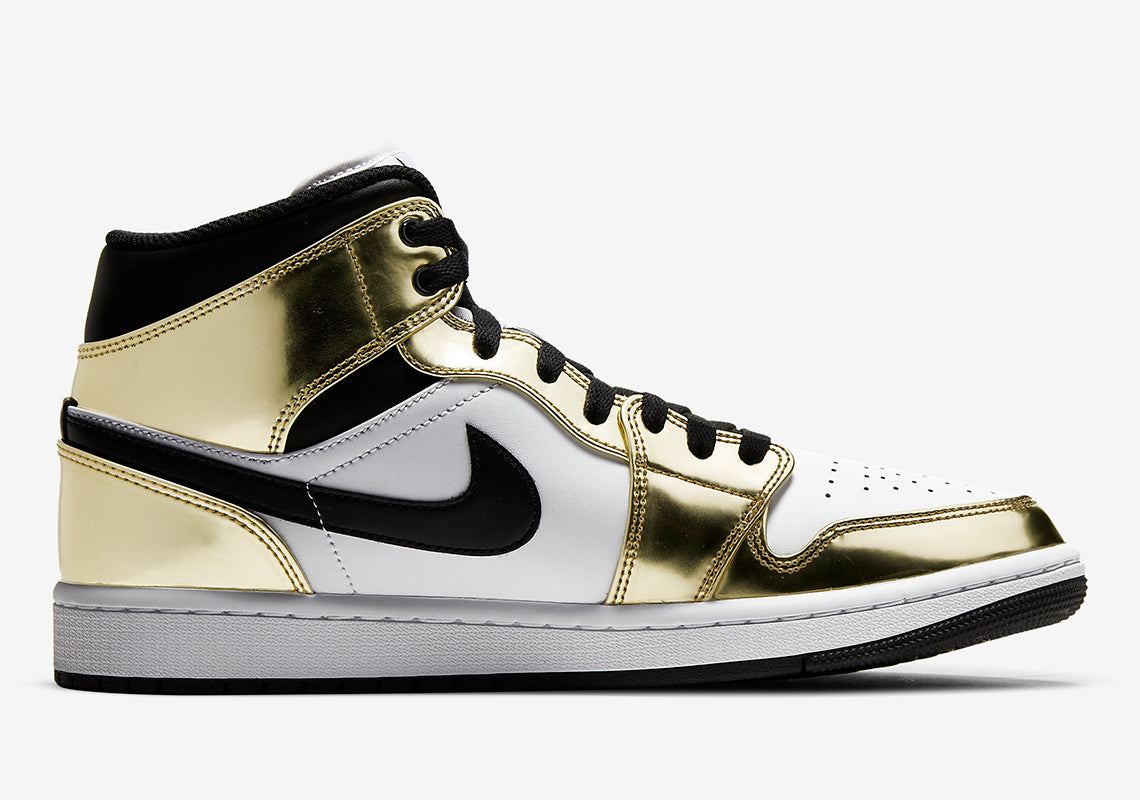 Air Jordan 1 Mid Metallic Gold Black White