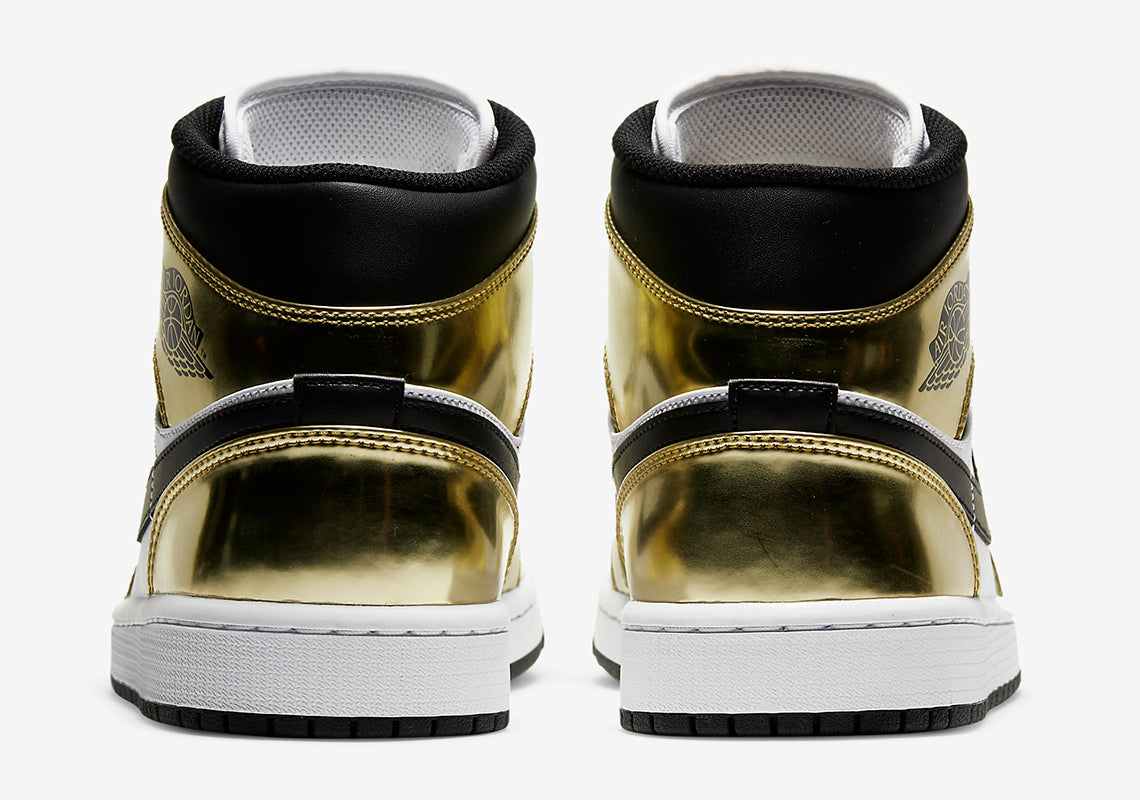 Air Jordan 1 Mid Metallic Gold Black White