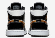 Air Jordan 1 Mid Patent Black White Gold 1