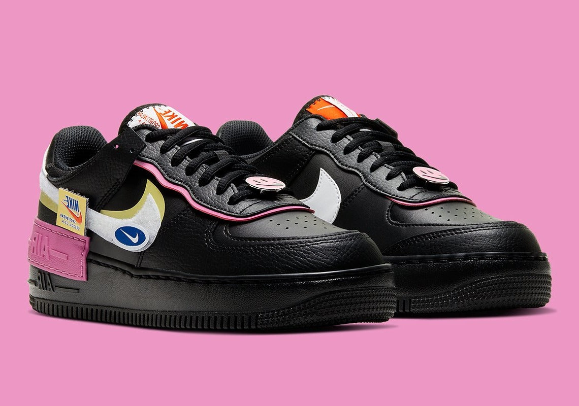 Nike Air Force 1 Shadow Removable Patches Black Pink