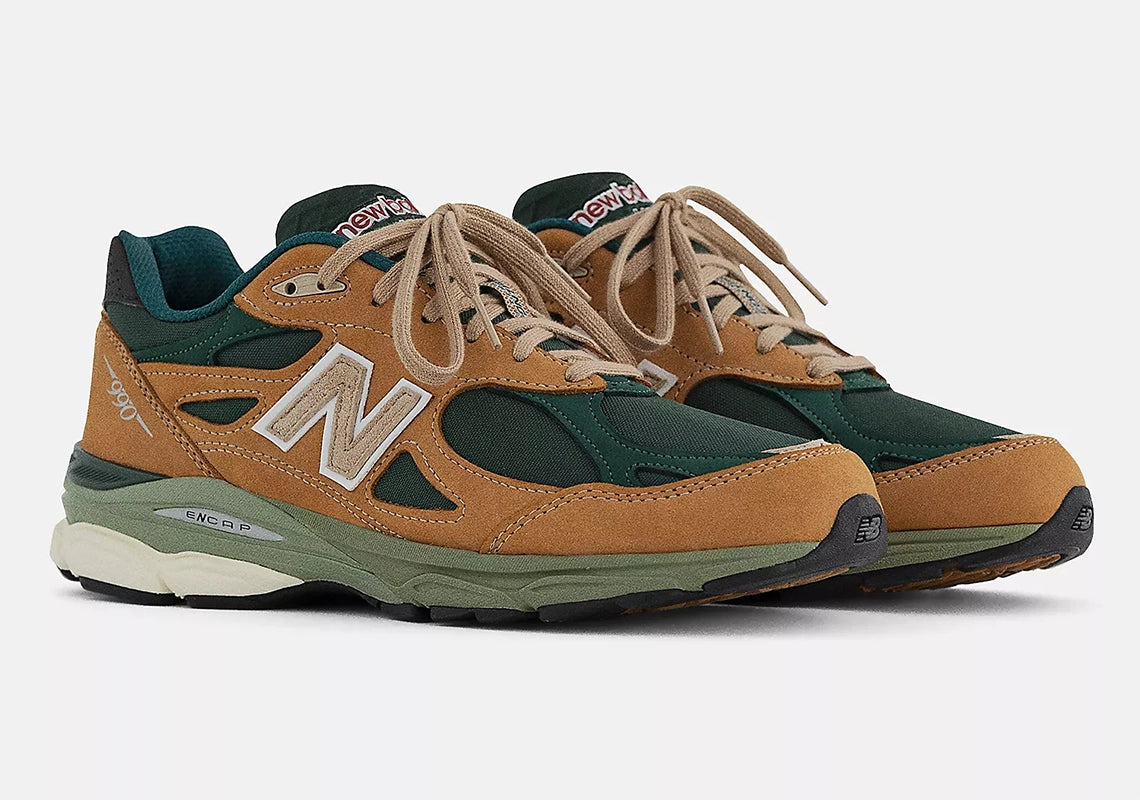 New Balance 990v3 MiUSA Tan Green