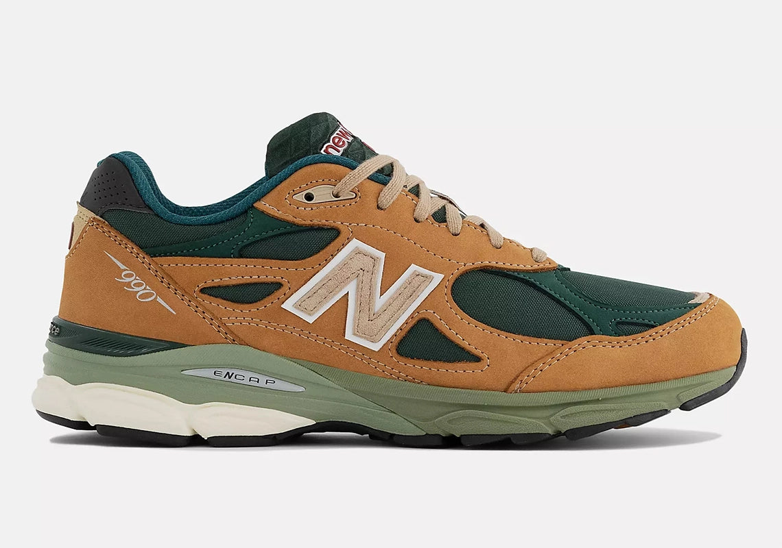 New Balance 990v3 MiUSA Tan Green